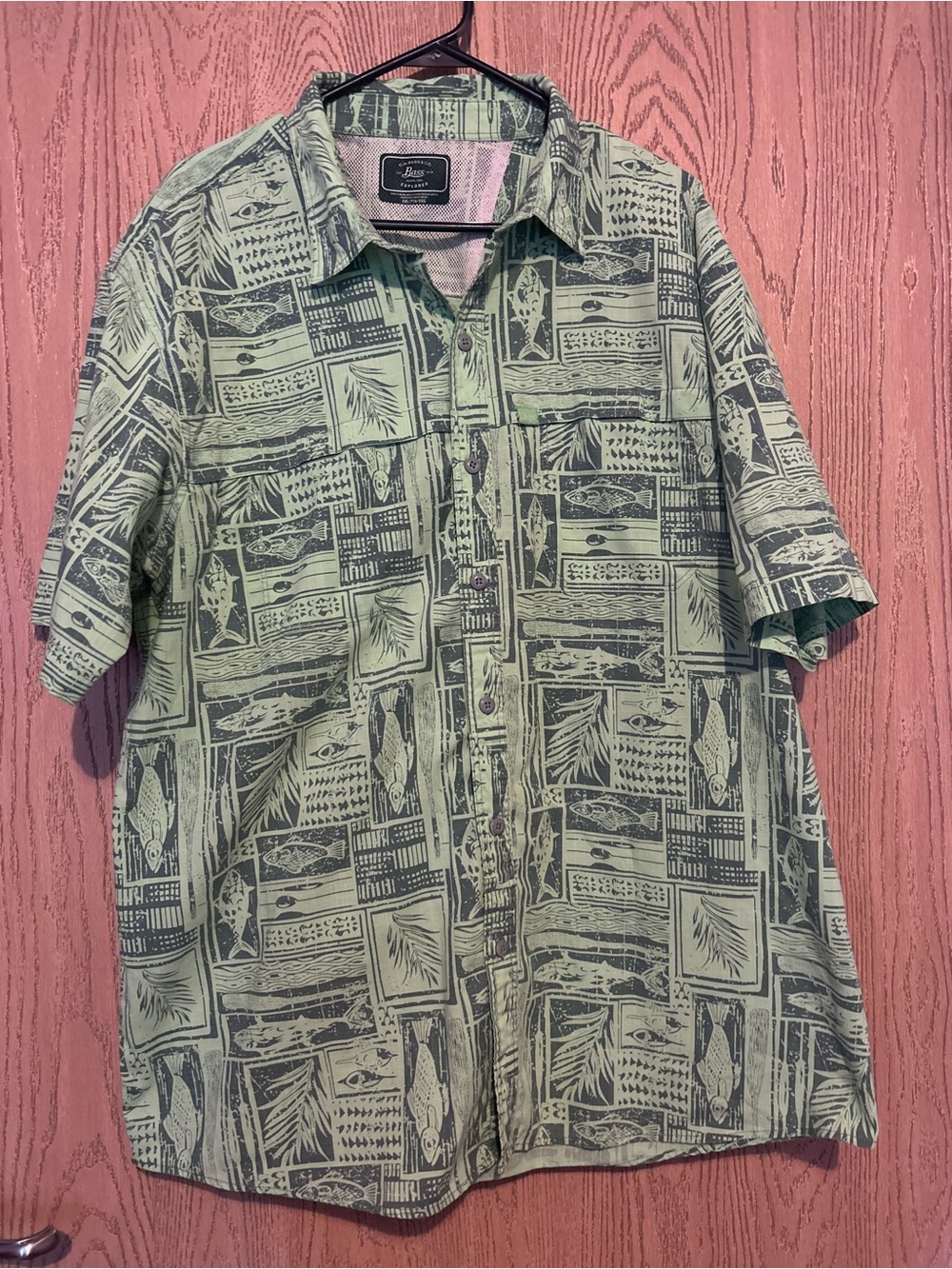 Bass Green Patterned Short-Sleeve Button-Down Shirt